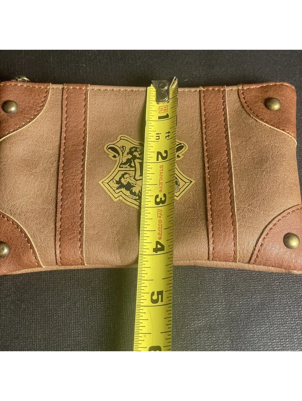 Harry Potter Wristlet Wallet Brown Cosmetic Coin Bag w Strap Ex. Condition Small